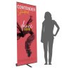 Contender Standard retractable banner stand with woman for comparison