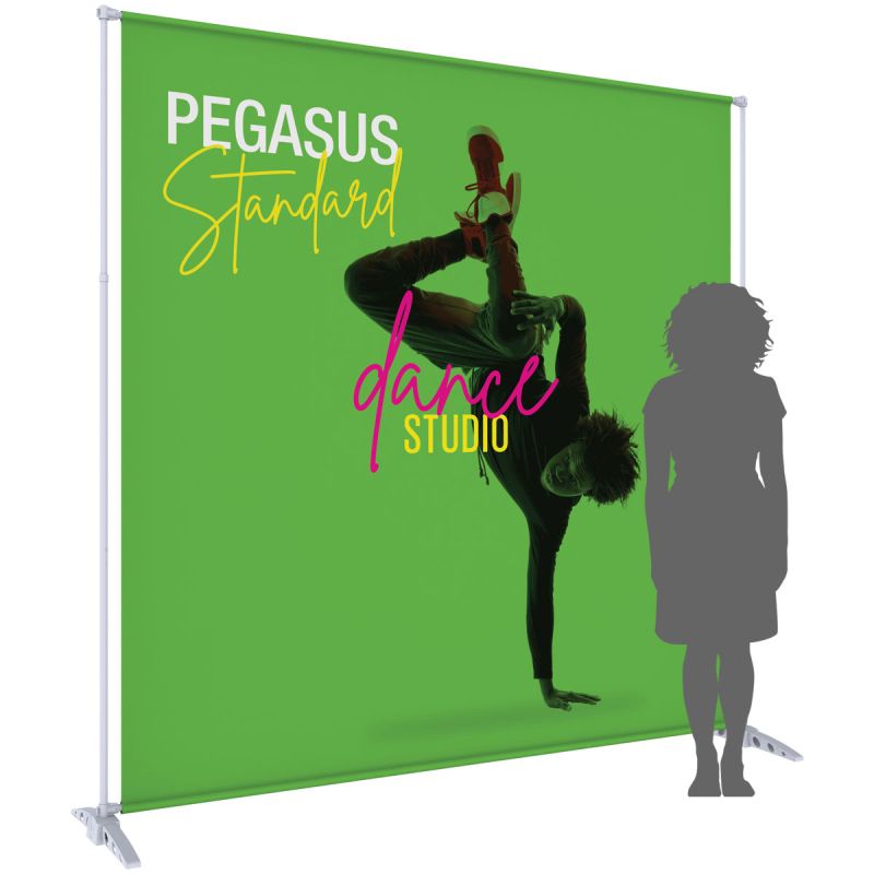 Pegasus Banner Stand with woman